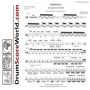 Avenged Sevenfold - Nightmare - Drum Sheet + Play-Along Track